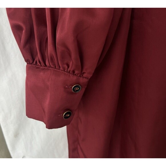 Scotch & Soda Womens Voyage Burgundy Red Satin Dress Midi Puff Sleeves Size XL - Picture 6 of 8